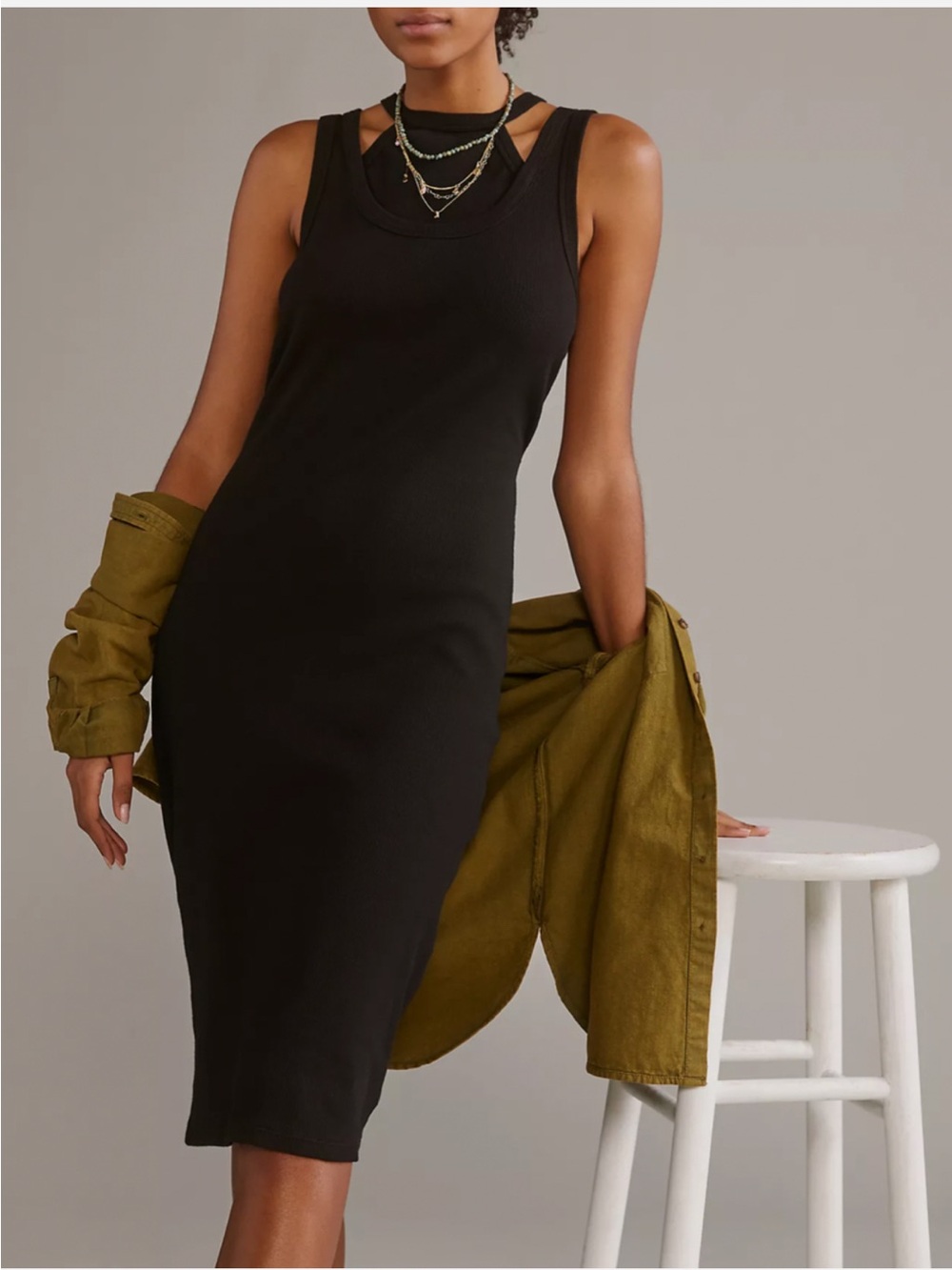 Anthropologie black/cutout tank dress, size small